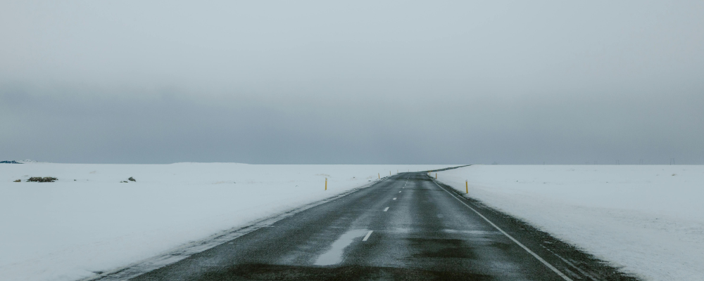 A lonely road in winter